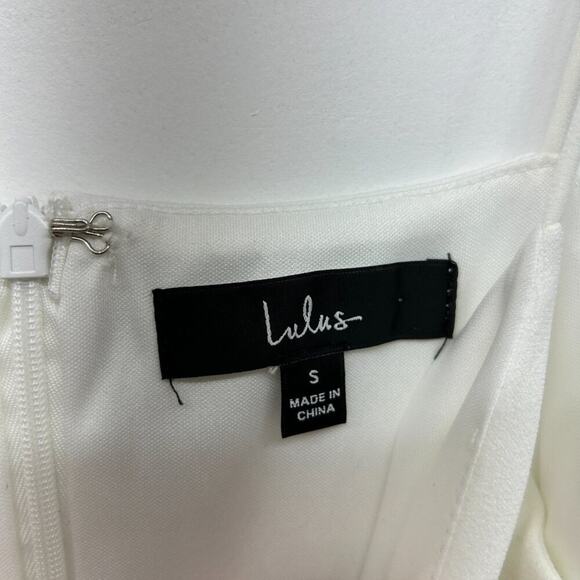 Lulus White Sleeveless Asymmetrical Slit Mini Dress Small Bridal Bachelorette - Picture 6 of 7